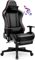 Gaming Chair with Footrest Speakers Video Game Chair Bluetooth Music