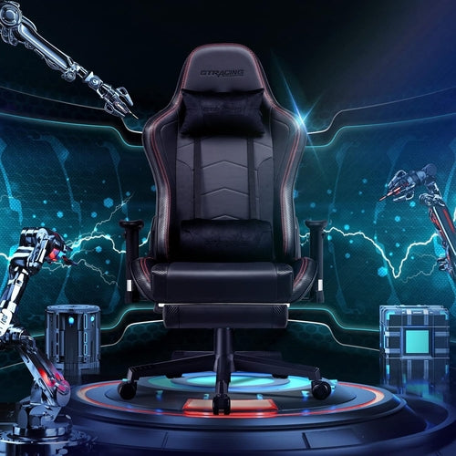 Gaming Chair with Footrest Speakers Video Game Chair Bluetooth Music
